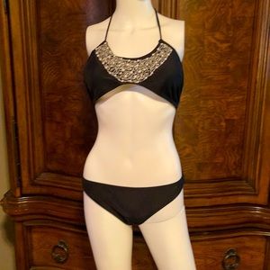 Brand New black pearl beaded bikini